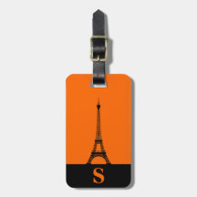 Monogram Eiffeltoren met streep op oranje