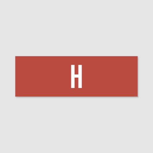 Monogram Eigen Naam Initiaal Minimalistische Bakst Naamplaatje (Voorkant)