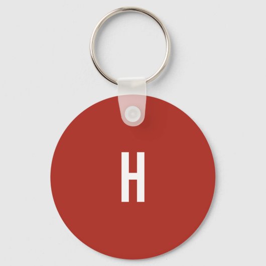 Monogram Eigen Naam Initiaal Minimalistische Bakst Sleutelhanger (Voorkant)