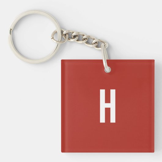 Monogram Eigen Naam Initiaal Minimalistische Bakst Sleutelhanger (voorkant)