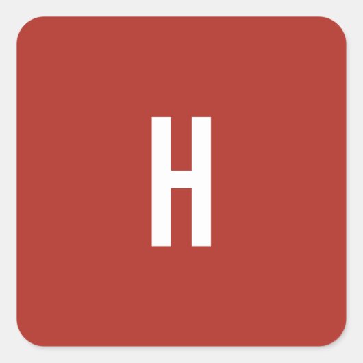 Monogram Eigen Naam Initiaal Minimalistische Bakst Vierkante Sticker (Voorkant)