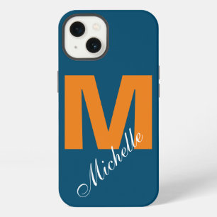Monogram Eigen Naam Initiaal Modern Oceaan Blauw O iPhone 13 Hoesje