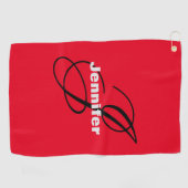 Monogram Eigen naam Initiaal Modern Plain Minimali Golfhanddoek (Horizontaal)