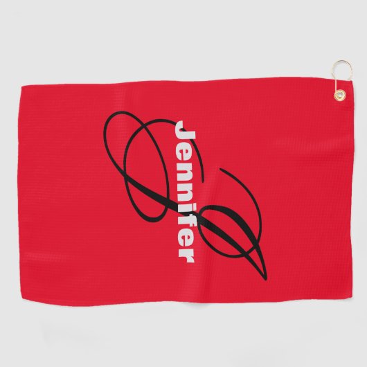 Monogram Eigen naam Initiaal Modern Plain Minimali Golfhanddoek (Horizontaal)