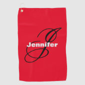 Monogram Eigen naam Initiaal Modern Plain Minimali Golfhanddoek (Voorkant)