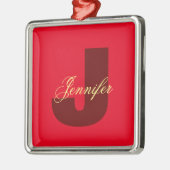 Monogram Eigen naam Initiaal Modern Plain Minimali Metalen Ornament (Links)