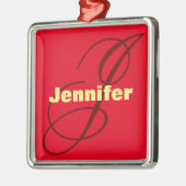 Monogram Eigen naam Initiaal Modern Plain Minimali Metalen Ornament (Links)