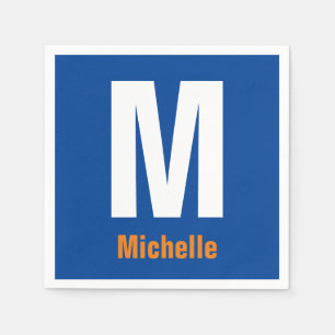 Monogram Eigen naam Initiaal Modern Plain Minimali Servet