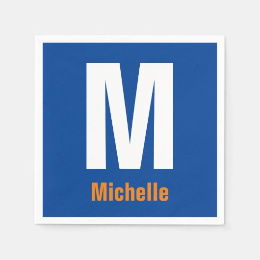 Monogram Eigen naam Initiaal Modern Plain Minimali Servet (Voorkant)