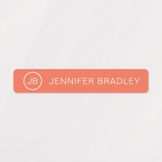 Monogram Eigen naam Kleding Label Oranje Bruin (Design 1)