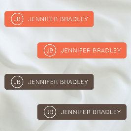 Monogram Eigen naam Kleding Label Oranje Bruin
