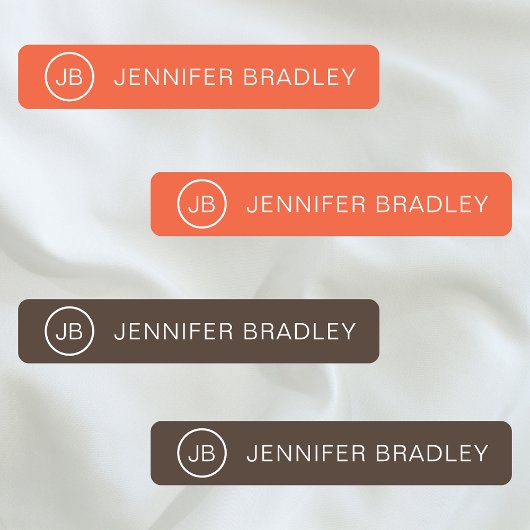 Monogram Eigen naam Kleding Label Oranje Bruin