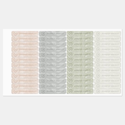 Monogram Eigen naam Kleding Labels Marmer (Vel)