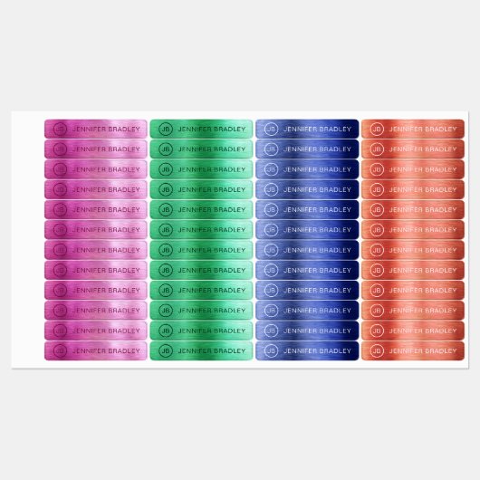 Monogram Eigen naam Kleding Labels Metallic (Vel)