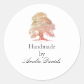 Monogram eikenboom verwerkt door middel van rechth ronde sticker (Voorkant)