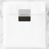 Monogram Elegance in Black Grey Gold Vierkante Sticker (Tas)
