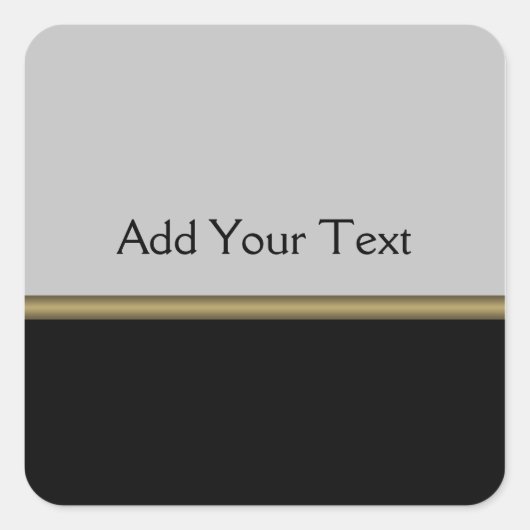 Monogram Elegance in Black Grey Gold Vierkante Sticker (Voorkant)