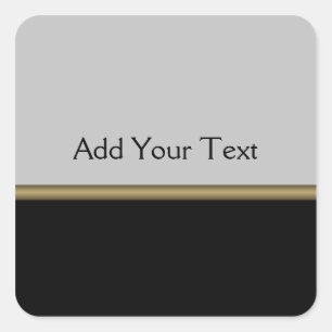 Monogram Elegance in Black Grey Gold Vierkante Sticker
