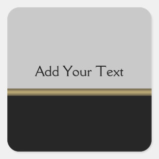 Monogram Elegance in Black Grey Gold Vierkante Sticker