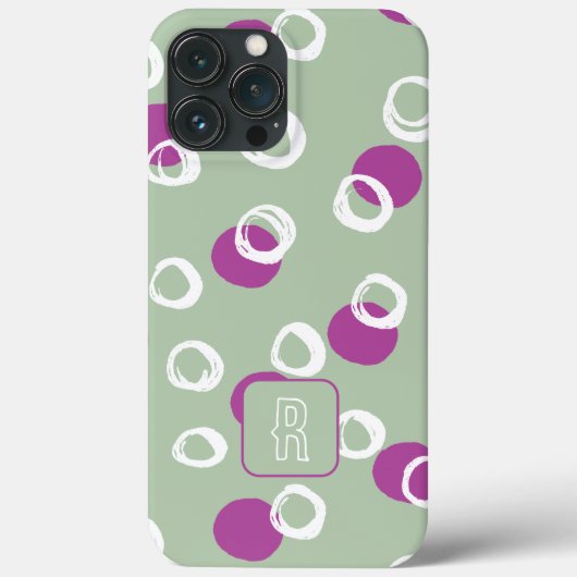 Monogram Elegant Abstract Salie cirkels Patroon Case-Mate iPhone Case (Achterkant)