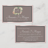 Monogram Elegant Afspraak Roos Bloemen Lijst Visitekaartje (Voorkant / Achterkant)