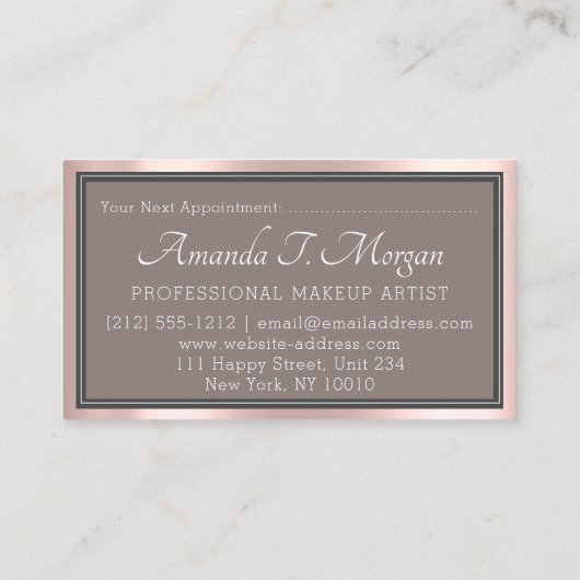 Monogram Elegant Afspraak Roos Bloemen Lijst Visitekaartje (Achterkant)