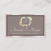 Monogram Elegant Afspraak Roos Bloemen Lijst Visitekaartje (Voorkant)