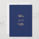 Monogram Elegant Anemone Flower Navy Blue Wedding Kaart (Achterkant)