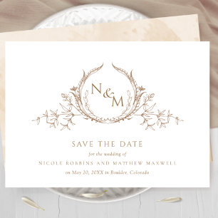 Monogram Elegant Beige Cream Waterverf Save The Date