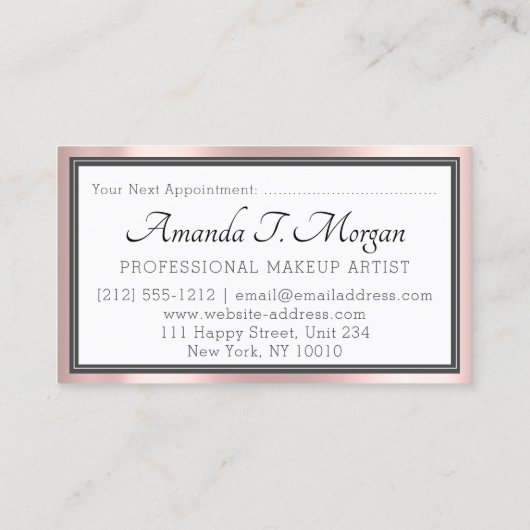 Monogram Elegant Benoeming Gray Roos Dusty Blue Visitekaartje (Achterkant)