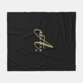 Monogram Elegant Black and Gold Script Fleece Deken (Voorkant (Horizontaal))