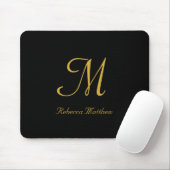 Monogram Elegant Black and Gold Script Muismat (Met muis)