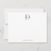 Monogram Elegant Black and Gold Script Notitiekaartje (Voorkant)