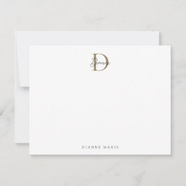 Monogram Elegant Black and Gold Script Notitiekaartje
