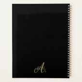 Monogram Elegant Black and Gold Script Planner (Achterkant)