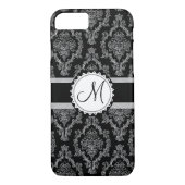 Monogram Elegant Black and White Damask Pattern Case-Mate iPhone Case (Achterkant)