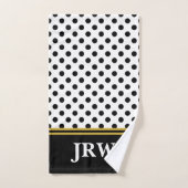 Monogram Elegant Black and White Polka Dot Pattern Bad Handdoek (Handdoek)