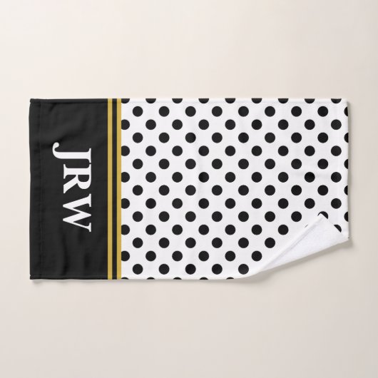 Monogram Elegant Black and White Polka Dot Pattern Bad Handdoek (Handdoek)