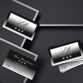 Monogram Elegant Black and White Sparkle Diamonds Visitekaartje