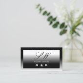 Monogram Elegant Black and White Sparkle Diamonds Visitekaartje (Staand voorkant)
