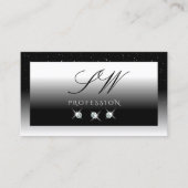 Monogram Elegant Black and White Sparkle Diamonds Visitekaartje (Voorkant)