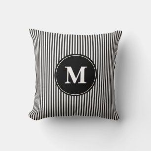 Monogram Elegant Black and White Stripe Pattern Kussen
