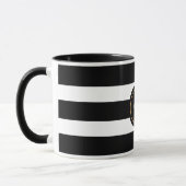 Monogram Elegant Black and White Stripes Script Mok (Links)