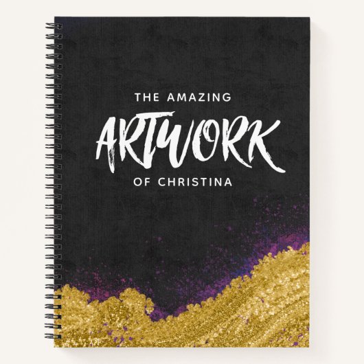 Monogram Elegant Black Artist Sketchbook Notitieboek (Voorkant)