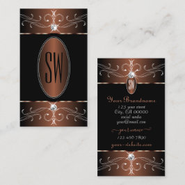 Monogram Elegant Black en Brown  Ornamenten Visitekaartje