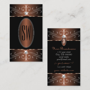 Monogram Elegant Black en Brown  Ornamenten Visitekaartje