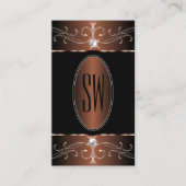 Monogram Elegant Black en Brown  Ornamenten Visitekaartje (Voorkant)