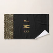 Monogram Elegant Black en Gold Art Deco Gatsby Bad Handdoek (Handdoek)