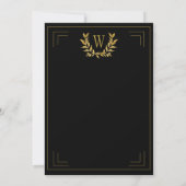 Monogram Elegant Black Gold Leaf Wedding Kaart (Achterkant)