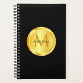 Monogram Elegant Black Gold Modern Sjabloon Planner (Voorkant)